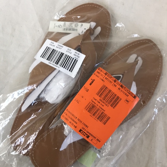 NWT Madewell Size 9.5 THE BOARDWALK CHUNKY THONG SANDAL tan leather comfy flat - Picture 4 of 8